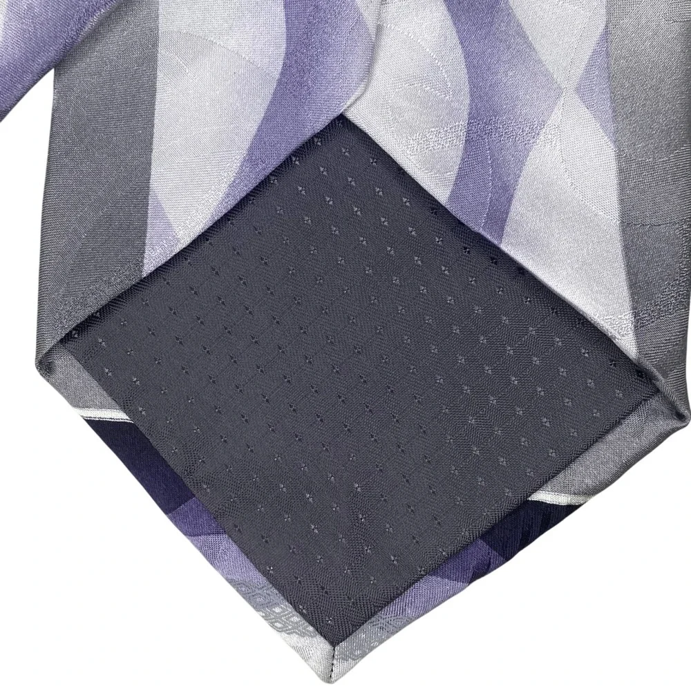 Carlo Palazzi Necktie Mens XL‎ Purple Grey Abstract Geometric Art Deco Silk 63x4